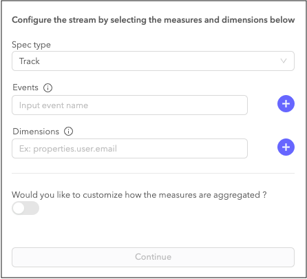 A screenshot of the Cliff data stream configuration page.