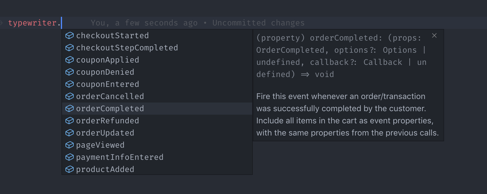 Event name intellisense